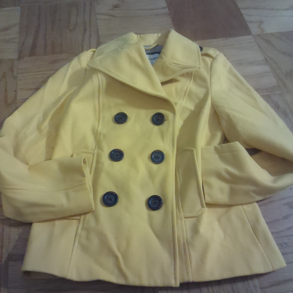 Old Navy Women's Bright Yellow Pea Coat